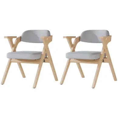 Chaise De Salle À Manger - Lot De 2 - Pliante Avec Accoudoirs - Lin - Gris Chaise De Salle À Manger - Lot De 2 - Pliante Avec Accoudoirs - Lin - Gris