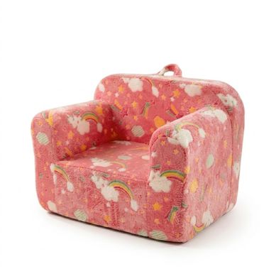 Fauteuil Enfant - Motif Arc-en-ciel Lumineux, Housse Amovible Et Accoudoirs - Tissu - Rose Fauteuil Enfant - Motif Arc-en-ciel Lumineux, Housse Amovible Et Accoudoirs - Tissu - Rose