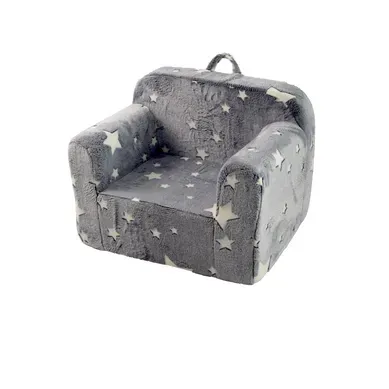 Fauteuil Enfant - Accoudoirs, Housse Amovible Et Motif Lumineux - Tissu - Gris Fauteuil Enfant - Accoudoirs, Housse Amovible Et Motif Lumineux - Tissu - Gris