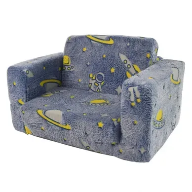 Fauteuil Enfant Compressé Pliable - Motifs Espace Phosphorescents - Tissu - Bleu Vert Fauteuil Enfant Compressé Pliable - Motifs Espace Phosphorescents - Tissu - Bleu Vert