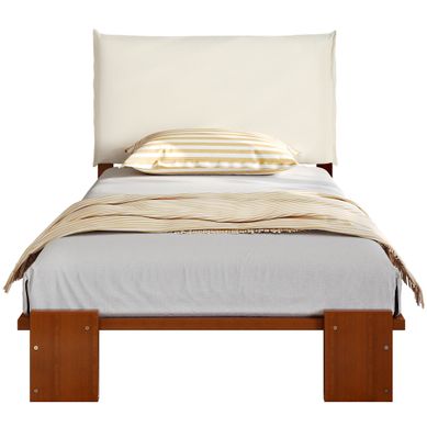 Lit Simple 90×200 Cm Avec Tête De Lit Rembourrée, Structure Stable, Marron Lit Simple 90×200 Cm Avec Tête De Lit Rembourrée, Structure Stable, Marron