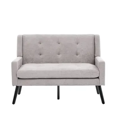 Banquette - 2 Places - Capitonnage Boutonné Et Pieds Antidérapants - Lin - Gris Clair Banquette - 2 Places - Capitonnage Boutonné Et Pieds Antidérapants - Lin - Gris Clair