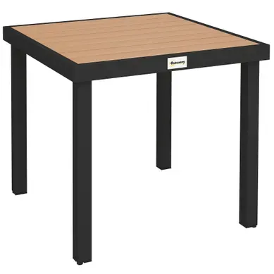 Table À Manger Extérieure 4 Personnes - Plateau Aspect Bois - Aluminium - Naturel 78 X 78 X 74 Cm Table À Manger Extérieure 4 Personnes - Plateau Aspect Bois - Aluminium - Naturel 78 X 78 X 74 Cm