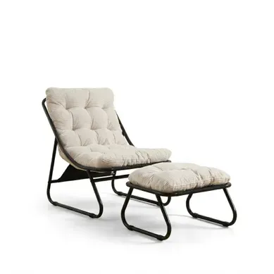 Fauteuil De Jardin Avec Repose-pieds - Acier - Blanc - 65 X 78 X 86 Cm Fauteuil De Jardin Avec Repose-pieds - Acier - Blanc - 65 X 78 X 86 Cm