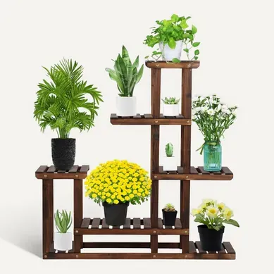 Étagère à Fleurs à 5 Niveaux Porte-plantes En Bois 97 X 25 X 96 Cm Étagère à Fleurs à 5 Niveaux Porte-plantes En Bois 97 X 25 X 96 Cm