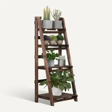 Étagère à Fleurs En Bois Massif à 4 Niveaux 45 X 35.7 X 108 Cm Étagère à Fleurs En Bois Massif à 4 Niveaux 45 X 35.7 X 108 Cm