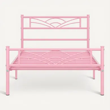 Lit Simple Cadre De Lit 90 X 200 Cm En Métal Rose