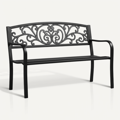 Banc De Jardin En Métal 127 X 63 X 86,5cm Noir