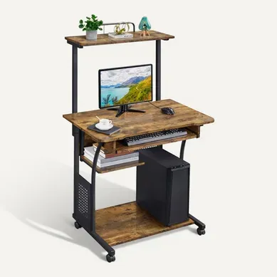 Bureau Informatique Avec 3 Tablettes De Rangement Table Ordinateur 80 X 50 X 132 Cm Marron Rustique Bureau Informatique Avec 3 Tablettes De Rangement Table Ordinateur 80 X 50 X 132 Cm Marron Rustique