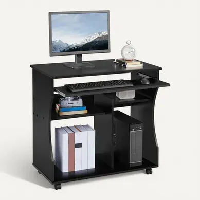 Meuble Bureau Droit Informatique Pour Ordinateur à Roulettes Noir Meuble Bureau Droit Informatique Pour Ordinateur à Roulettes Noir