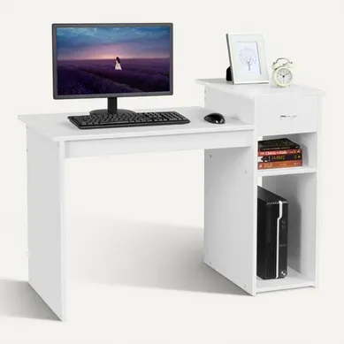 Bureau  Droit Informatique  Avec Tiroir 112 X 50 X 82 Cm Blanc