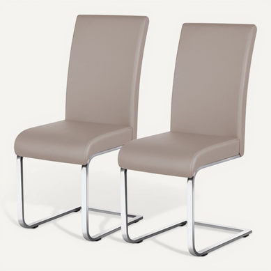 Lot De 2 Chaises De Salle à Manger Assise En Similicuir Brun Clair Lot De 2 Chaises De Salle à Manger Assise En Similicuir Brun Clair