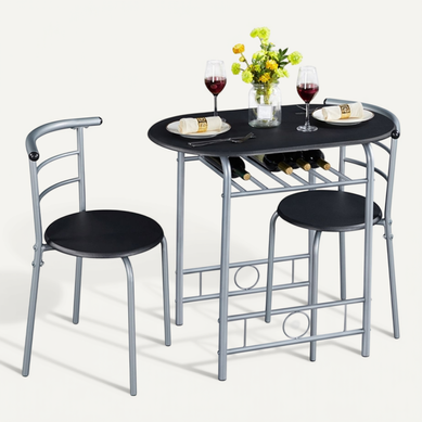Ensemble De Table à Manger Avec 2 Chaises Noir Ensemble De Table à Manger Avec 2 Chaises Noir