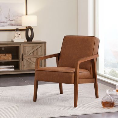 Fauteuil De Salon Moderne Du Milieu Du Siècle Chaise D’appoint En Similicuir Cadre Métal Marron Fauteuil De Salon Moderne Du Milieu Du Siècle Chaise D’appoint En Similicuir Cadre Métal Marron