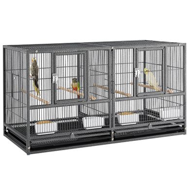 Cage à Oiseaux Large Empilable Cadre En Métal Cage D’élevage Divisée Pour Petits Oiseaux, Noir Cage à Oiseaux Large Empilable Cadre En Métal Cage D’élevage Divisée Pour Petits Oiseaux, Noir
