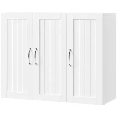 Armoire Murale Salle De Bain Scandinave à 3 Portes Avec Étagères Réglables En Hauteur, Blanc Armoire Murale Salle De Bain Scandinave à 3 Portes Avec Étagères Réglables En Hauteur, Blanc
