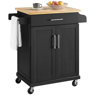 Desserte Cuisine à Roulettes Avec 1 Tiroir Armoire Avec Etagère Réglable Noir Desserte Cuisine à Roulettes Avec 1 Tiroir Armoire Avec Etagère Réglable Noir
