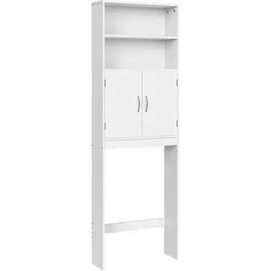 Meuble Dessus Wc Étagère De Toilettes Avec Portes Tablette Réglable En Hauteur, Blanc Meuble Dessus Wc Étagère De Toilettes Avec Portes Tablette Réglable En Hauteur, Blanc