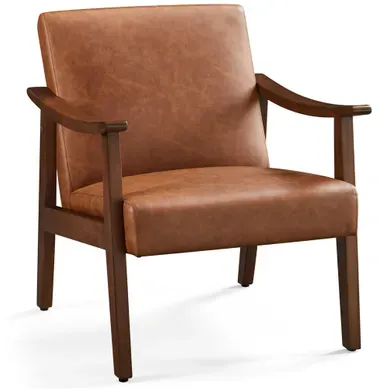 Fauteuil De Salon Rembourré En Simili Bureau Chambre Salle De Réception Marron