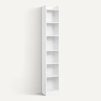 Bibliothèque Étroite Ouverte à 7 Niveaux Étagère Haute Blanc Bibliothèque Étroite Ouverte à 7 Niveaux Étagère Haute Blanc