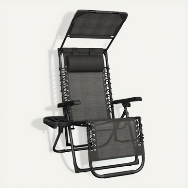 Fauteuil Zéro Gravité Extérieur Avec Pare-soleil Gris Foncé
