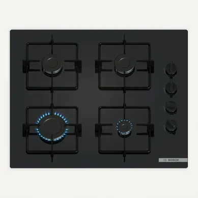 Table De Cuisson Gaz Encastrable 59 Cm 4 Brûleurs Verre Trempé Noir