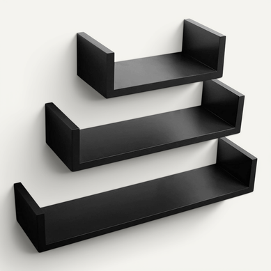 Lot De 3 Etagères Murale - Bois Mdf - Noir - Epaisseur De 2 Cm Lot De 3 Etagères Murale - Bois Mdf - Noir - Epaisseur De 2 Cm