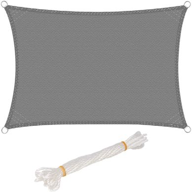 Voile D’ombrage 2x3m Rectangulaire En Hdpe.protection Contre Le Soleil.gris