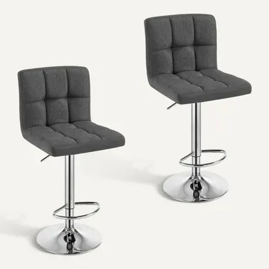 Lot De 2 Tabouret De Bar En Lin-Siège Bien Rembourré-Tabouret Pivotant-Gris Foncé Lot De 2 Tabouret De Bar En Lin-Siège Bien Rembourré-Tabouret Pivotant-Gris Foncé