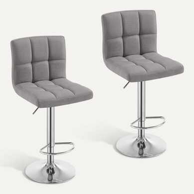 Lot De 2 Tabouret De Bar En Lin-Siège Bien Rembourré-Tabouret Pivotant-Gris Clair