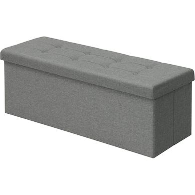 Tabouret Pouf Coffre De Rangement Pliable-coffre Multifonctionnel-110x37.5x38cm-gris Clair Tabouret Pouf Coffre De Rangement Pliable-coffre Multifonctionnel-110x37.5x38cm-gris Clair