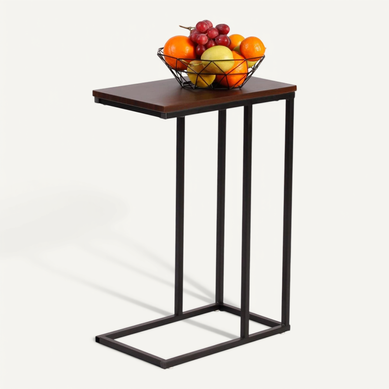 Table Basse De Salon.table D'ordinateur.portable En Métal Et Bois.45x25x63.5cm(lxpxh).hêtre Foncé