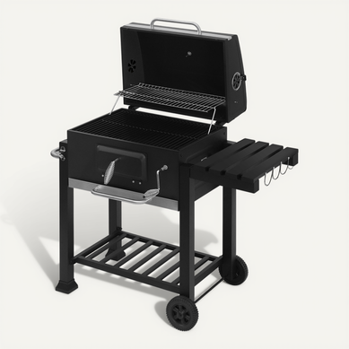 Barbecue Au Charbon De Bois.Barbecue Réglable En Hauteur Et Avec Roues. 113x45.5x100 Cm.Noir Barbecue Au Charbon De Bois.Barbecue Réglable En Hauteur Et Avec Roues. 113x45.5x100 Cm.Noir