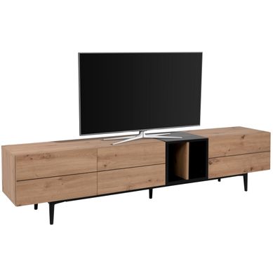 Meuble TV 3 Abattants - Décor Chene Et Noir - L 195 X P 37 X H 48 Cm - Nola Meuble TV 3 Abattants - Décor Chene Et Noir - L 195 X P 37 X H 48 Cm - Nola