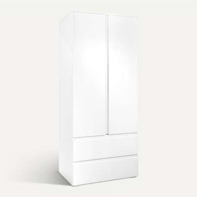 Armoire Image 60a - 2 Portes Battantes - 2 Tiroirs - Blanc Mat - L80 X H191 X P55 Cm Armoire Image 60a - 2 Portes Battantes - 2 Tiroirs - Blanc Mat - L80 X H191 X P55 Cm