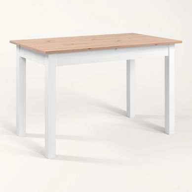 Table extensible L. 120/160 cm DORA Imitation chêne et blanc Table extensible L. 120/160 cm DORA Imitation chêne et blanc vue 3/4
