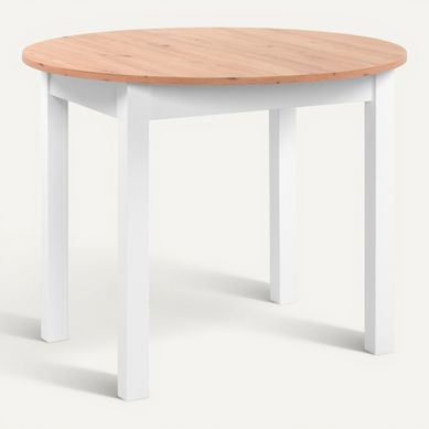 Table ronde extensible 100/140 DORA Imitation chêne et blanc Table ronde extensible 100/140 DORA Imitation chêne et blanc vue 3/4