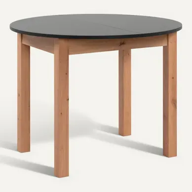 Table ronde extensible 100/140 DORA Imitation chêne et gris Table ronde extensible 100/140 DORA Imitation chêne et gris vue 3/4