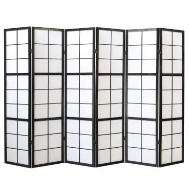 Paravent Bois 6 Pans - Noir Paravent Bois 6 Pans - Noir