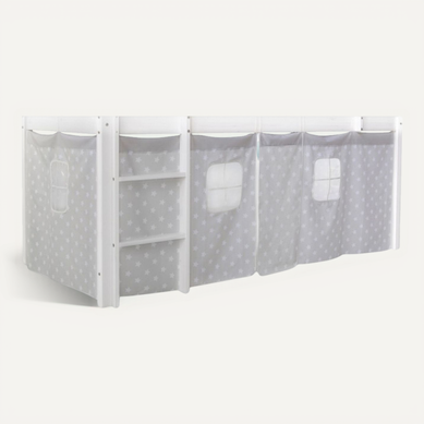 Rideau De Lit En Coton Avec Étoiles Grises Pour Lit Mi-haut Rideau De Lit En Coton Avec Étoiles Grises Pour Lit Mi-haut