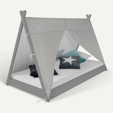 Lit Tipi Enfant Avec Matelas - Lit Tente 90x200 Étoiles Grises Lit Tipi Enfant Avec Matelas - Lit Tente 90x200 Étoiles Grises