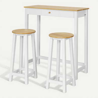 Set De 1 Table+ 2 Tabourets Table Mange-debout Table Haute Cuisine Ensemble Table De Bar, Fwt50-wn Set De 1 Table+ 2 Tabourets Table Mange-debout Table Haute Cuisine Ensemble Table De Bar, Fwt50-wn