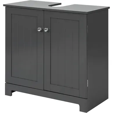 Meuble Sous-lavabo à 2 Étages Et 2 Portes Meuble De Rangement De Salle De Bain, BZr18-dg