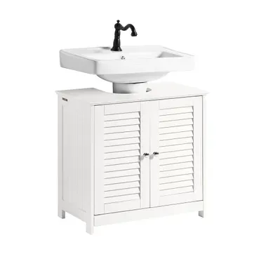 Meuble Sous Lavabo 60 x 35 x 58cm Avec 2 Portes Et 2 Étages, Blanc Meuble Sous Lavabo 60 x 35 x 58cm Avec 2 Portes Et 2 Étages, Blanc