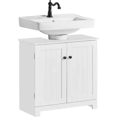 Meuble Sous-lavabo à 2 Étages Et 2 Portes Meuble De Rangement De Salle De Bain, BZr18-ii-w Meuble Sous-lavabo à 2 Étages Et 2 Portes Meuble De Rangement De Salle De Bain, BZr18-ii-w