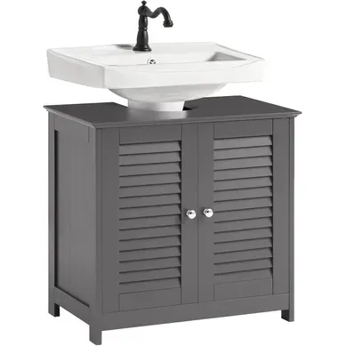 Meuble Sous-lavabo Meuble De Salle De Bain - 2 Portes Et 2 Étages à L’intérieur -gris, Frg237-ii-dg Meuble Sous-lavabo Meuble De Salle De Bain - 2 Portes Et 2 Étages à L’intérieur -gris, Frg237-ii-dg