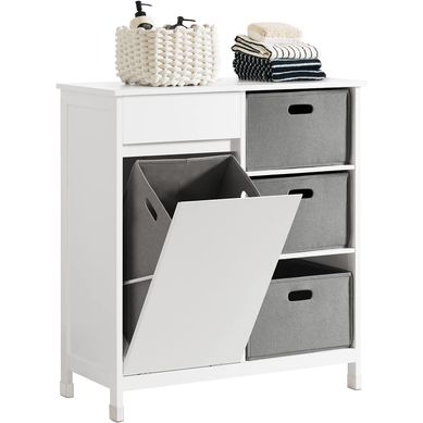 Placard Meuble Bas De Salle De Bain Avec 1 Tiroir, 1 Panier à Linge 3 Panier, Sacs à Linge, BZr77-w Placard Meuble Bas De Salle De Bain Avec 1 Tiroir, 1 Panier à Linge 3 Panier, Sacs à Linge, BZr77-w