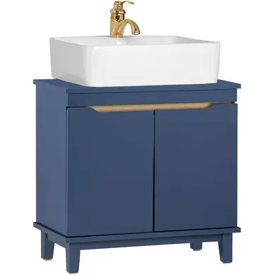 Meuble Sous-lavabo, Meuble Sous-vasque à 2 Portes, Placard De Rangement, Bleu Foncé, BZr113-b Meuble Sous-lavabo, Meuble Sous-vasque à 2 Portes, Placard De Rangement, Bleu Foncé, BZr113-b