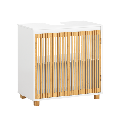 Mmeuble Sous Vasque à 2 Portes En Bambou, Placard Armoire De Rangement, BZr125-w Mmeuble Sous Vasque à 2 Portes En Bambou, Placard Armoire De Rangement, BZr125-w