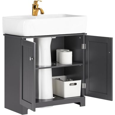 Meuble Sous-lavabo à 2 Étages Et 2 Portes Meuble De Rangement De Salle De Bain, BZr18-ii-dg Meuble Sous-lavabo à 2 Étages Et 2 Portes Meuble De Rangement De Salle De Bain, BZr18-ii-dg